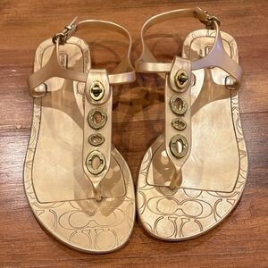 Coach Jelly Thong Sandals with Gold Hardware